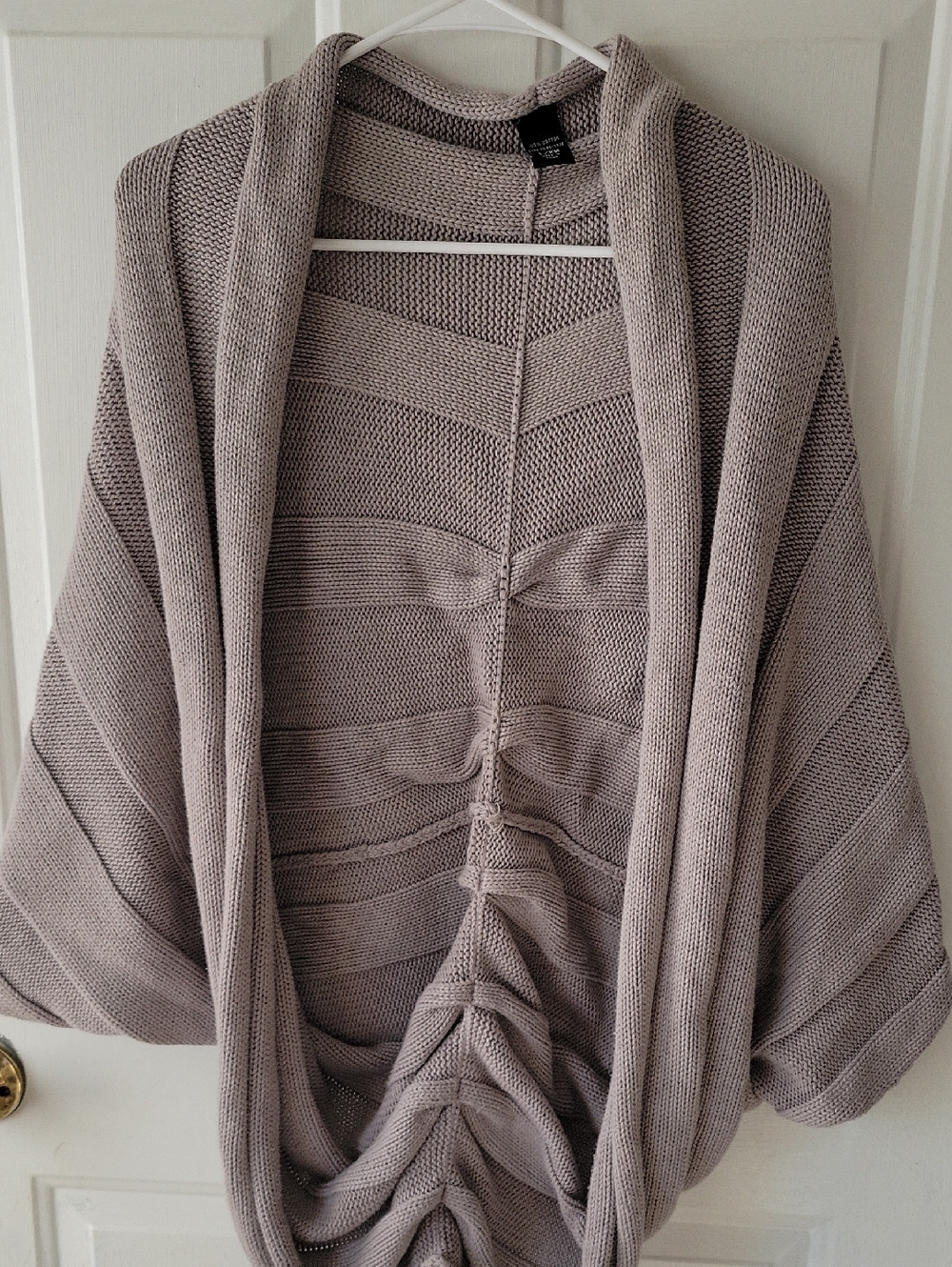 Open-Front Shawl Cardigan in Taupe by H&M